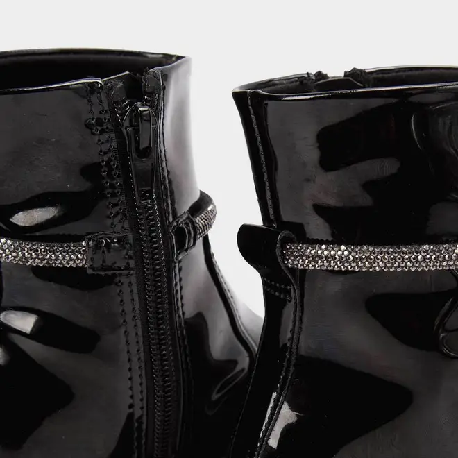 Bota Coturno Infantil Mini Sua Cia Verniz Preto Detalhe Glitter
