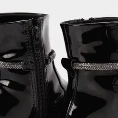 Bota Coturno Infantil Mini Sua Cia Verniz Preto Detalhe Glitter