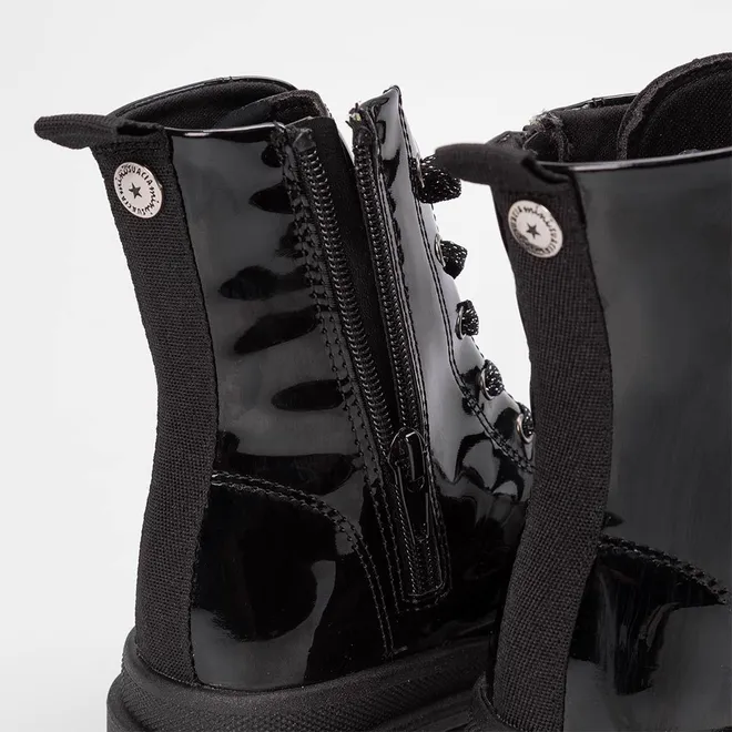 Bota Coturno Infantil Mini Sua Cia Verniz Lurex Preto