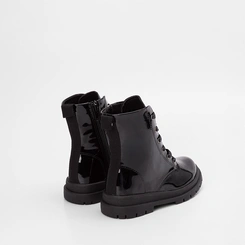 Bota Coturno Infantil Mini Sua Cia Verniz Lurex Preto