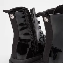Bota Coturno Infantil Mini Sua Cia Verniz Lurex Preto