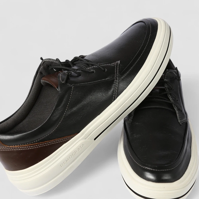 Sapatênis Masculino Democrata Original Couro Preto