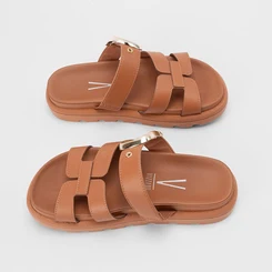 Tamanco Papete Vizzano Feminino Flatform Tratorado Marrom