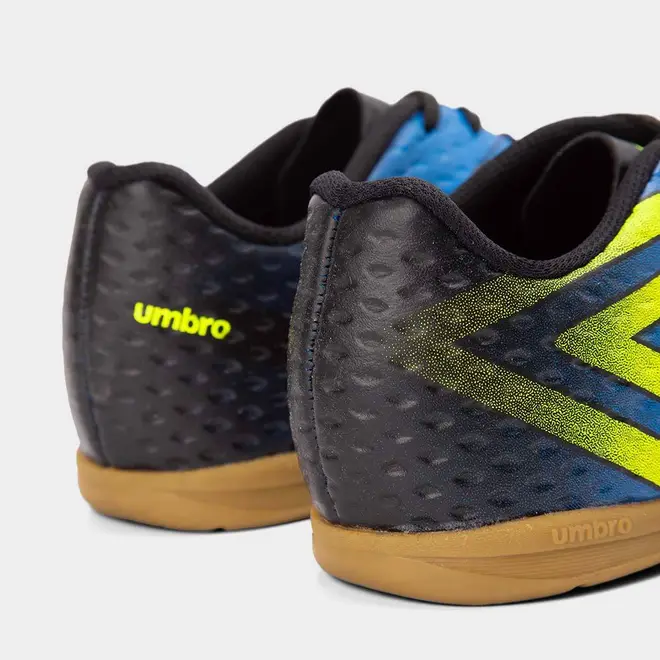 Chuteira Futsal Infantil Umbro Warskin Indoor Azul & Amarelo