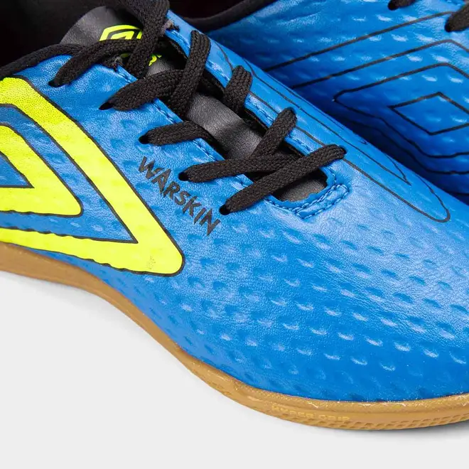 Chuteira Futsal Infantil Umbro Warskin Indoor Azul & Amarelo