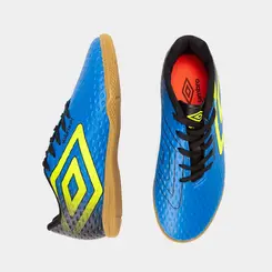 Chuteira Futsal Infantil Umbro Warskin Indoor Azul & Amarelo