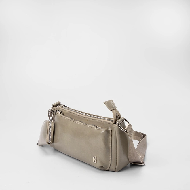 Bolsa Transversal Gabriela Média Com Porta-Moedas Cinza
