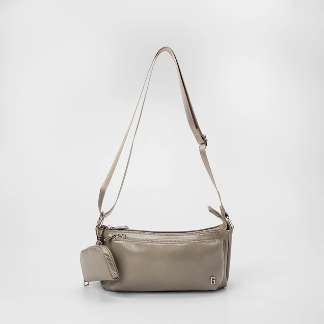 Bolsa Transversal Gabriela Média Com Porta-Moedas Cinza