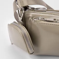 Bolsa Transversal Gabriela Média Com Porta-Moedas Cinza