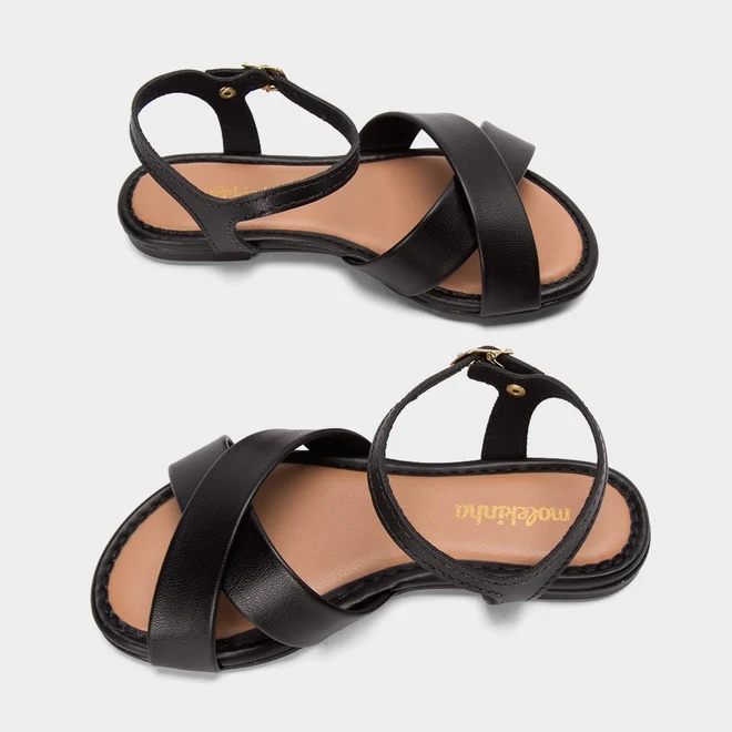 Sandália Infantil Molekinha Tiras Cruzadas Preto