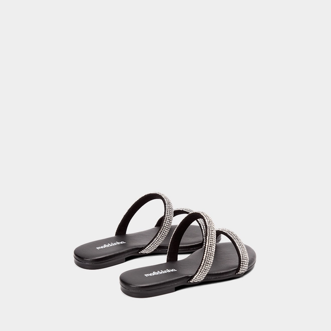 Rasteira Infantil Molekinha Tiras Strass Preto