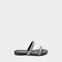 Rasteira Infantil Molekinha Tiras Strass Preto