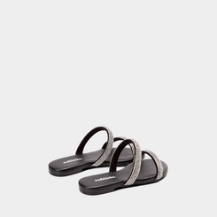 Rasteira Infantil Molekinha Tiras Strass Preto