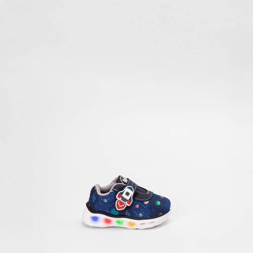 Tênis Casual Bebê Molekinho Com Led Foguete Marinho