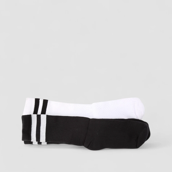 Kit Meia Esportiva STZ Cano Médio 2 Pares 39-43 Branco & Preto