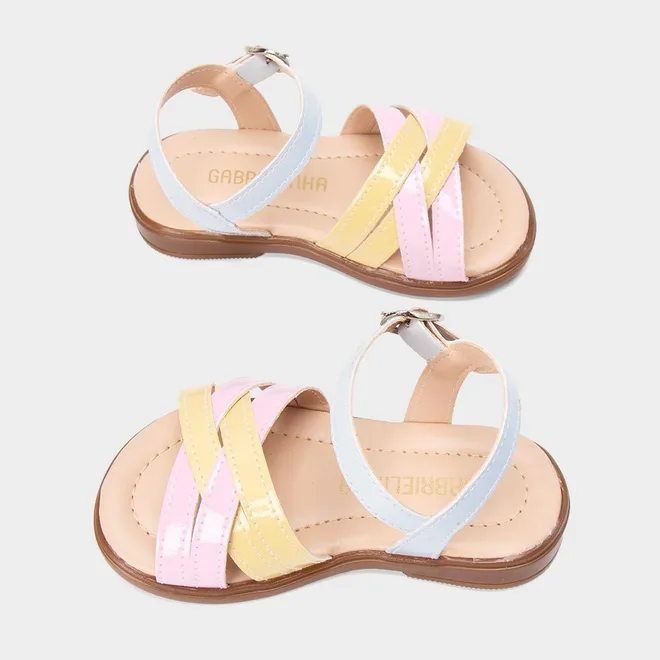 Sandália Bebê Gabrielinha Tiras Cruzadas Multicolor