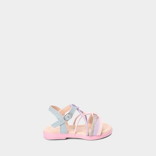 Sandália Bebê Gabrielinha Multitiras Strass Multicolor