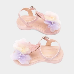 Sandália Bebê Gabrielinha Detalhe Unicórnio Flores Rosa