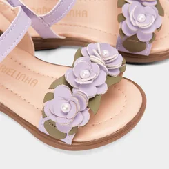 Sandália Bebê Gabrielinha Detalhe Flores Roxo