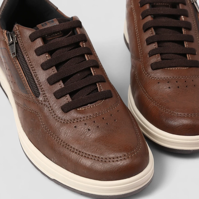 Sapatênis Masculino Pegada Original Elástico Detalhe Zíper Marrom