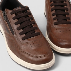 Sapatênis Masculino Pegada Original Elástico Detalhe Zíper Marrom