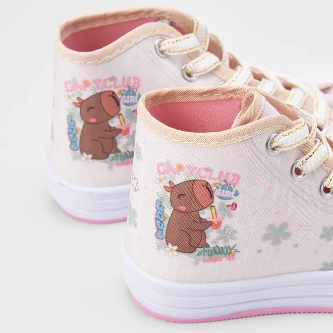 Tênis Casual Infantil Gabrielinha Cano Alto Capivara Bege