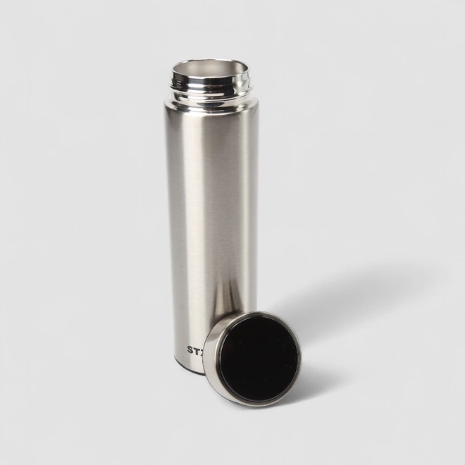 Garrafa Stz Inox 500ml Com Medidor de Temperatura Prata