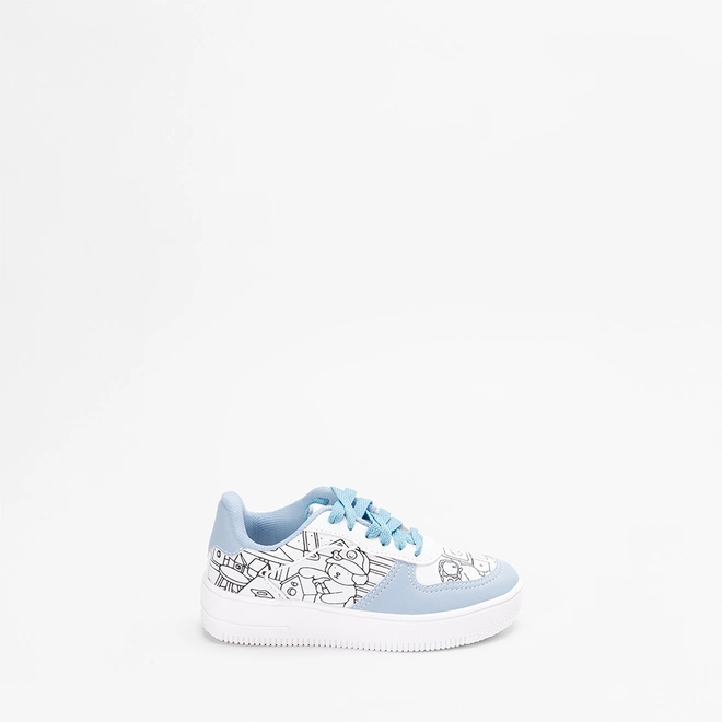 Tênis Casual Infantil Olimpak Goods + Brinde 3 Canetas Colorir Azul & Branco