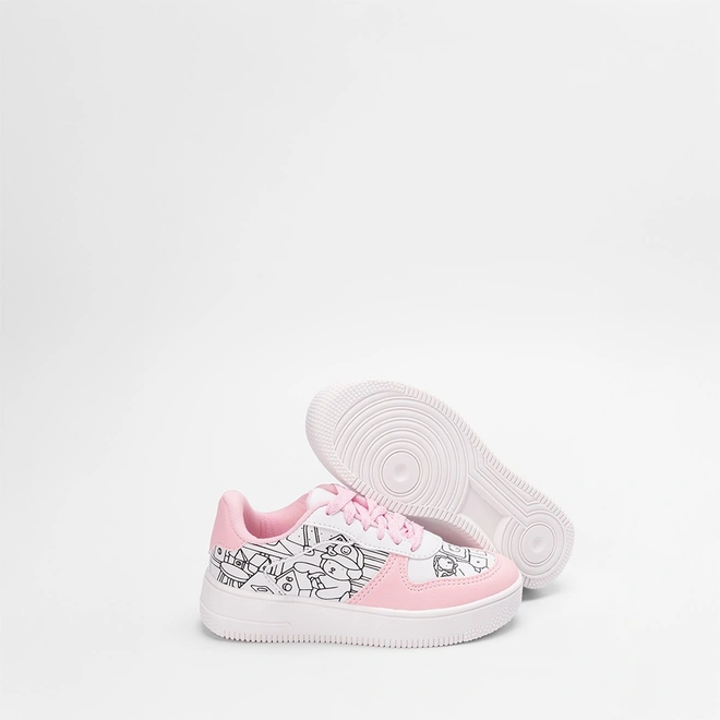 Tênis Casual Infantil Olimpak Goods + Brinde 3 Canetas Colorir Rosa & Branco