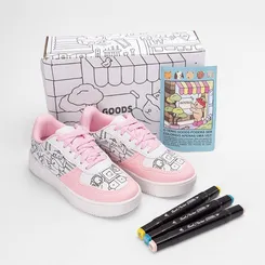 Tênis Casual Infantil Olimpak Goods + Brinde 3 Canetas Colorir Rosa & Branco