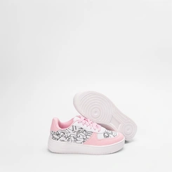 Tênis Casual Infantil Olimpak Goods + Brinde 3 Canetas Colorir Rosa & Branco