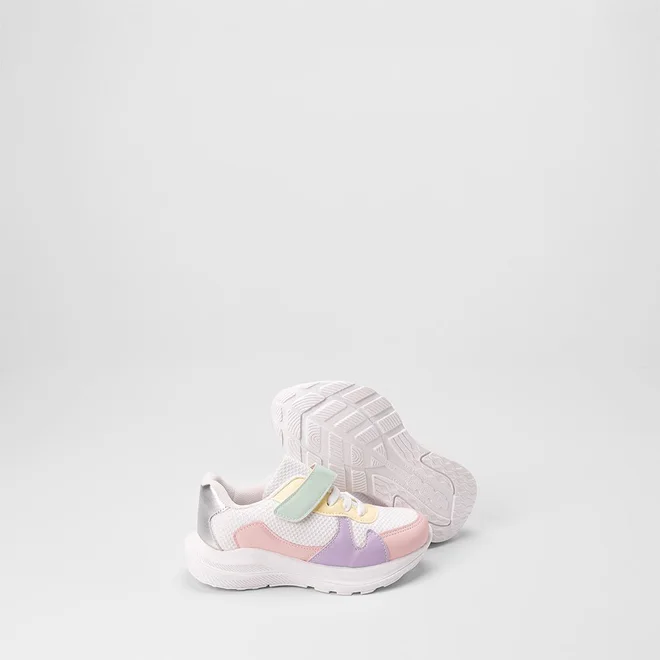 Tênis Casual Infantil Gabrielinha Recortes Metalizado Branco