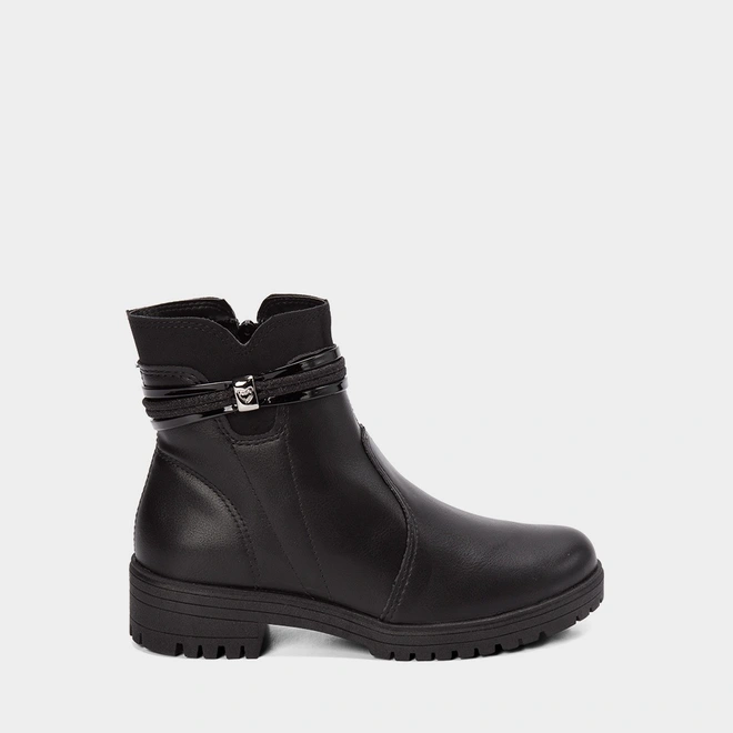Bota Feminino Mississipi Cano Curto Tratorada Tira dupla Glitter Preto