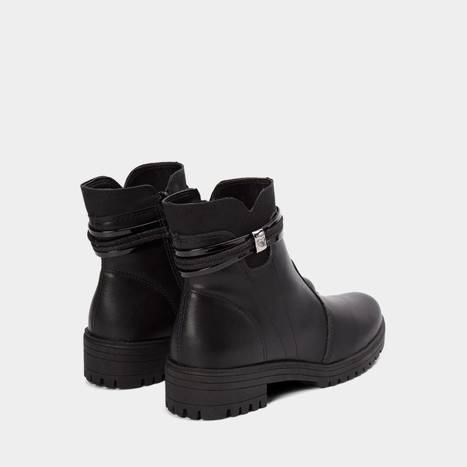 Bota Feminino Mississipi Cano Curto Tratorada Tira dupla Glitter Preto