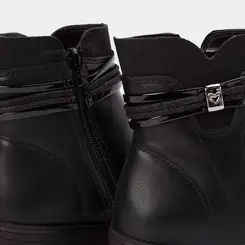 Bota Feminino Mississipi Cano Curto Tratorada Tira dupla Glitter Preto