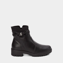 Bota Feminino Mississipi Cano Curto Tratorada Tira dupla Glitter Preto
