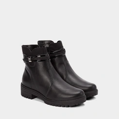 Bota Feminino Mississipi Cano Curto Tratorada Tira dupla Glitter Preto