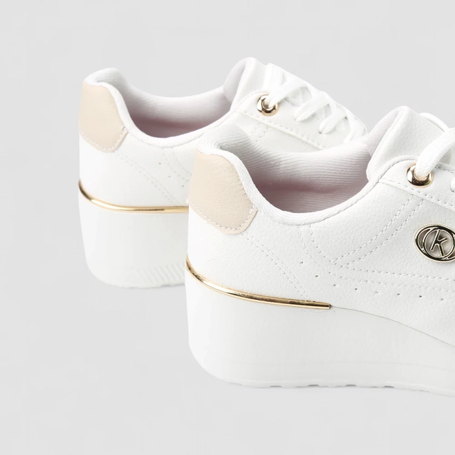Tênis Casual Feminina Kolosh Anabela Detalhe Metálico Branco