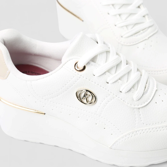 Tênis Casual Feminina Kolosh Anabela Detalhe Metálico Branco