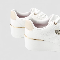 Tênis Casual Feminina Kolosh Anabela Detalhe Metálico Branco
