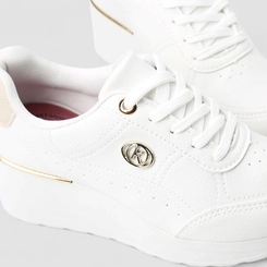 Tênis Casual Feminina Kolosh Anabela Detalhe Metálico Branco