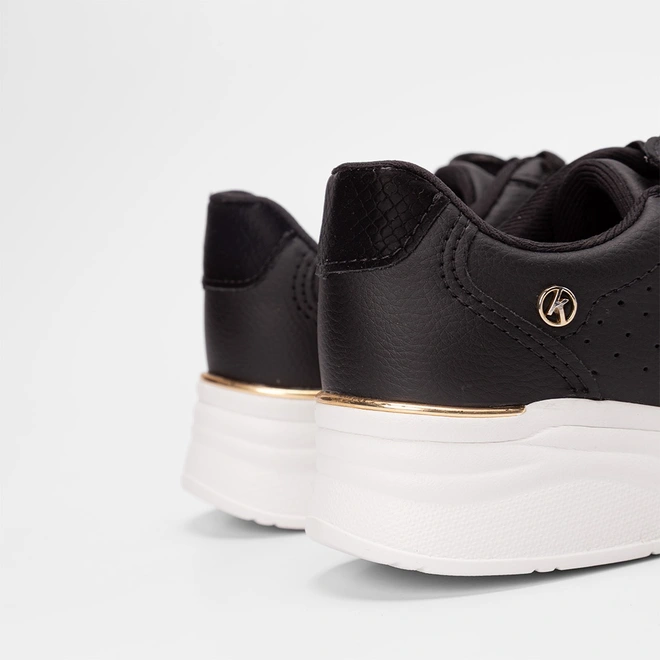 Tênis Casual Feminino Kolosh Anabela Ziper Lateral Preto