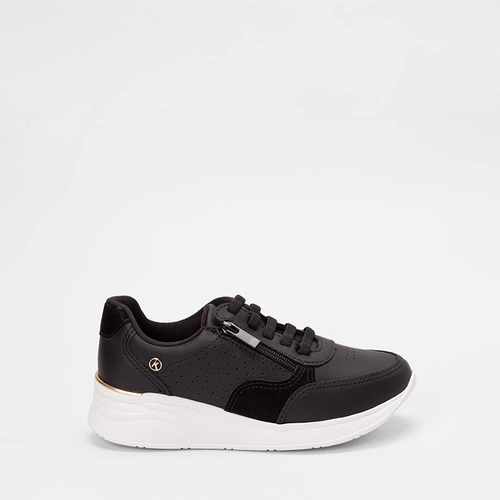 Tênis Casual Feminino Kolosh Anabela Ziper Lateral Preto