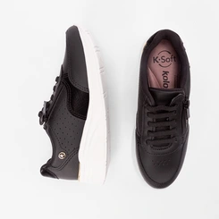 Tênis Casual Feminino Kolosh Anabela Ziper Lateral Preto