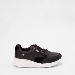 Tênis Casual Feminino Kolosh Anabela Ziper Lateral Preto