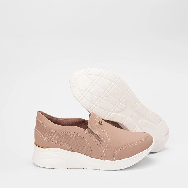 Tênis Casual Feminino Kolosh Anabela Bege