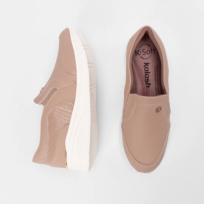 Tênis Casual Feminino Kolosh Anabela Bege
