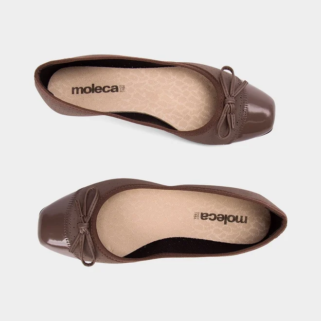 Sapatilha Feminina Moleca Nobuck Perfuros Laço Marrom