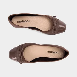 Sapatilha Feminina Moleca Nobuck Perfuros Laço Marrom