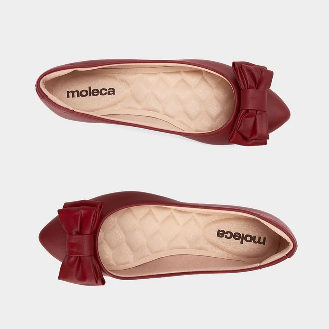 Sapatilha Feminina Moleca Detalhe Duplo Laço Vermelho